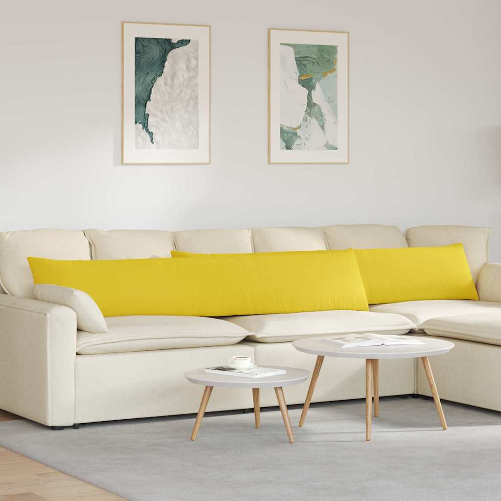 vidaXL Poduszki na sofę 2 pcs Jasnożółty 200 x 40 cm tkanina