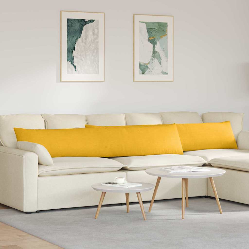 vidaXL Poduszki na sofę 2 pcs Jasnożółty 200 x 40 cm