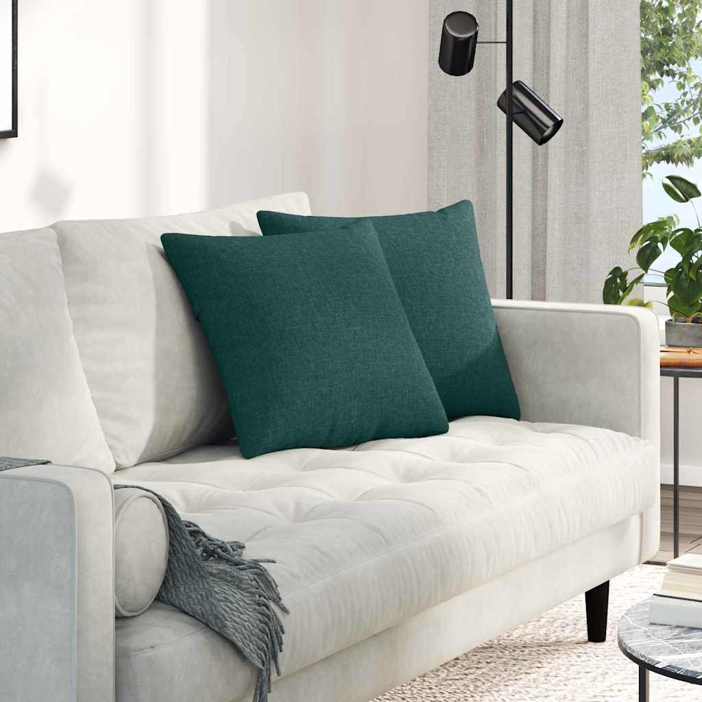 vidaXL Poduszki na sofę 2 pcs Ciemna zieleń 45 x 45 cm tkanina