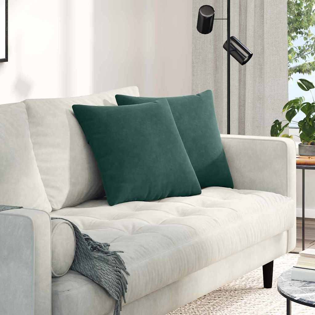 vidaXL Poduszki na sofę 2 pcs Ciemna zieleń 45 x 45 cm