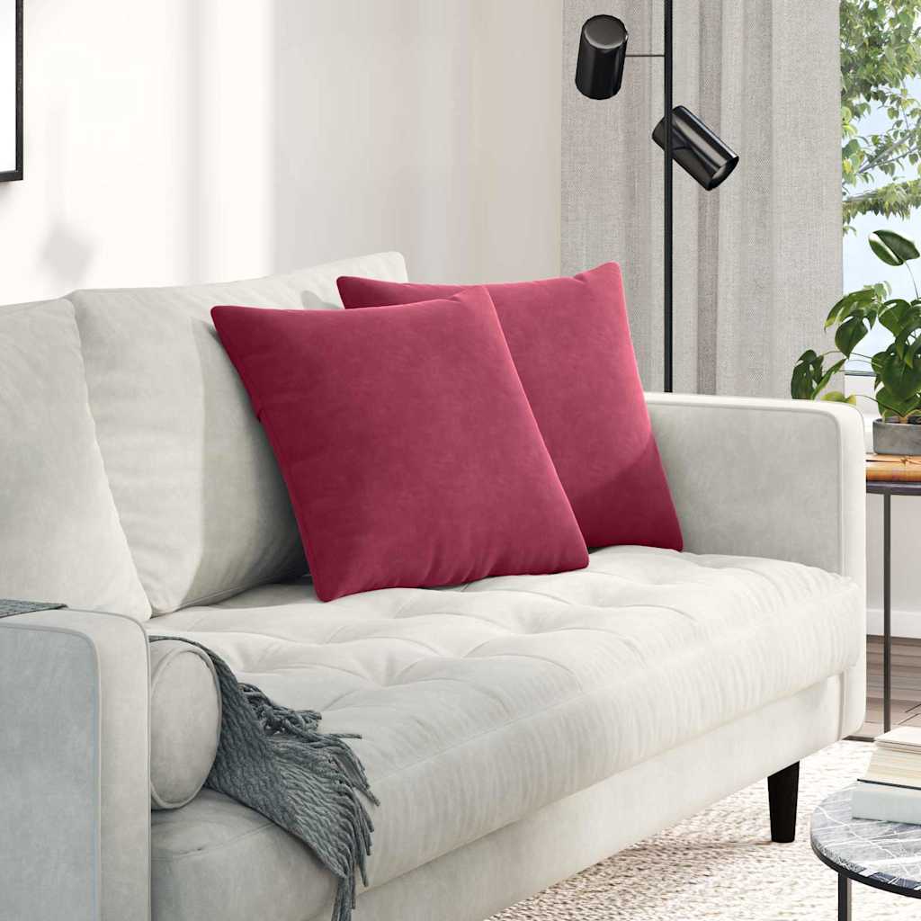 vidaXL Poduszki na sofę 2 pcs Czerwone wino 45 x 45 cm