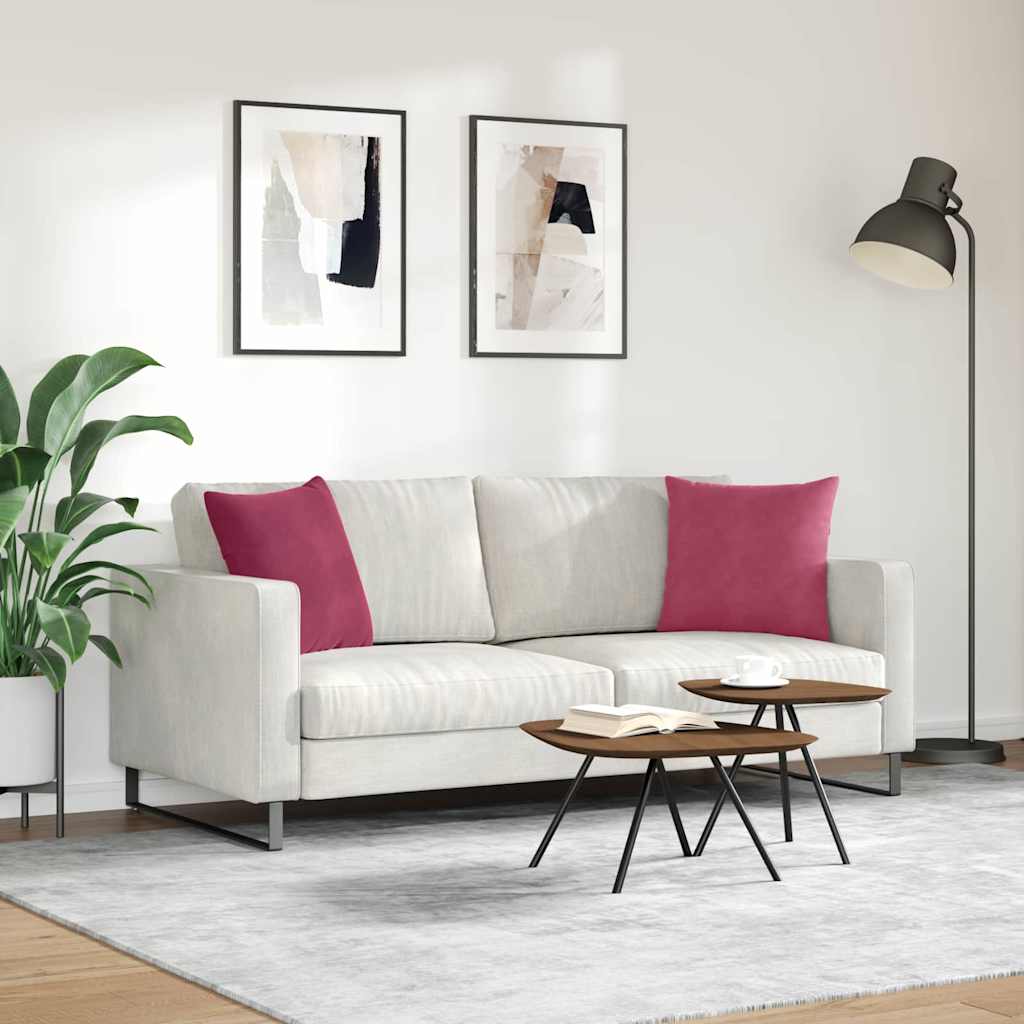 vidaXL Poduszki na sofę 2 pcs Czerwone wino 45 x 45 cm