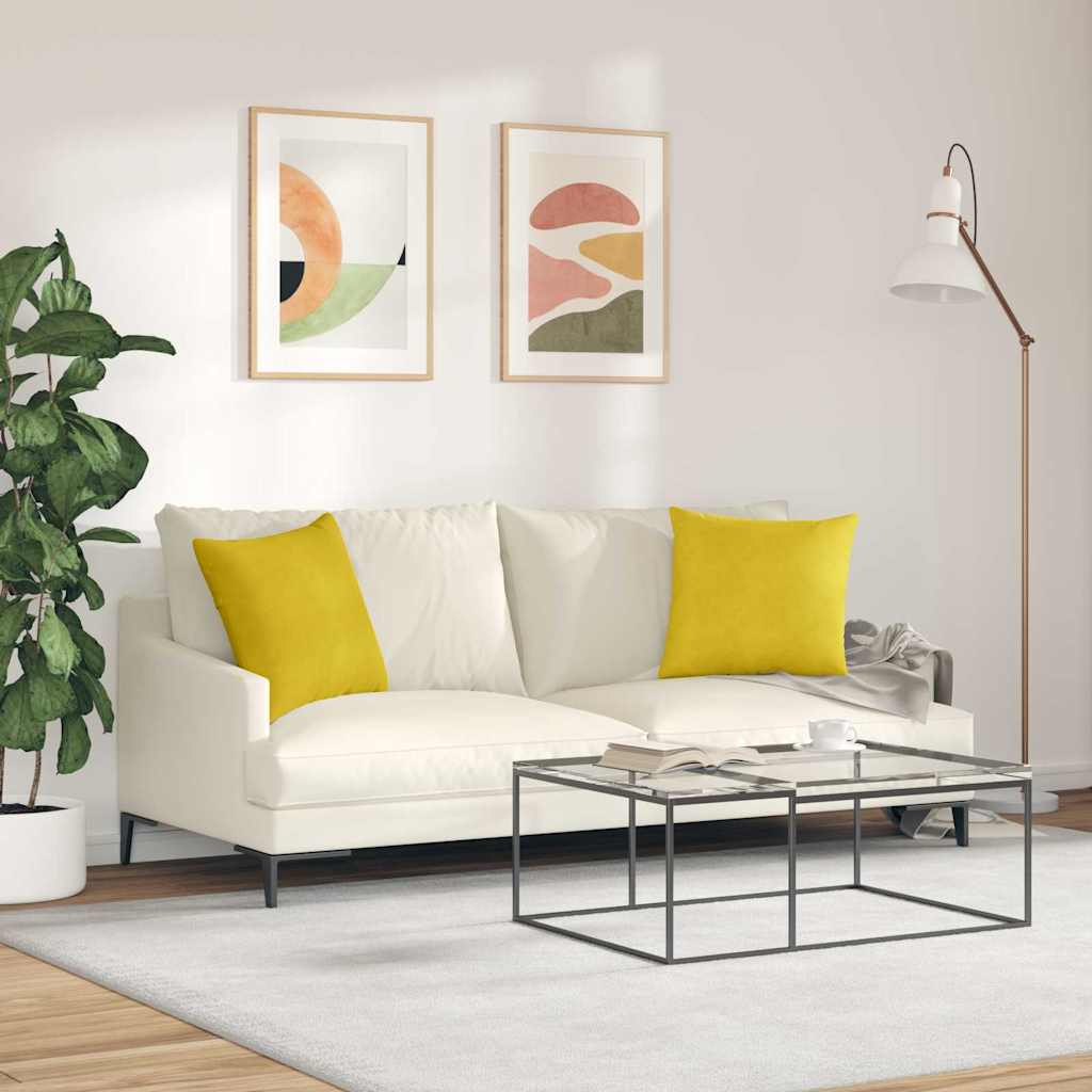 vidaXL Poduszki na sofę 2 pcs Żółty 45 x 45 cm Tkanina sztruksowa