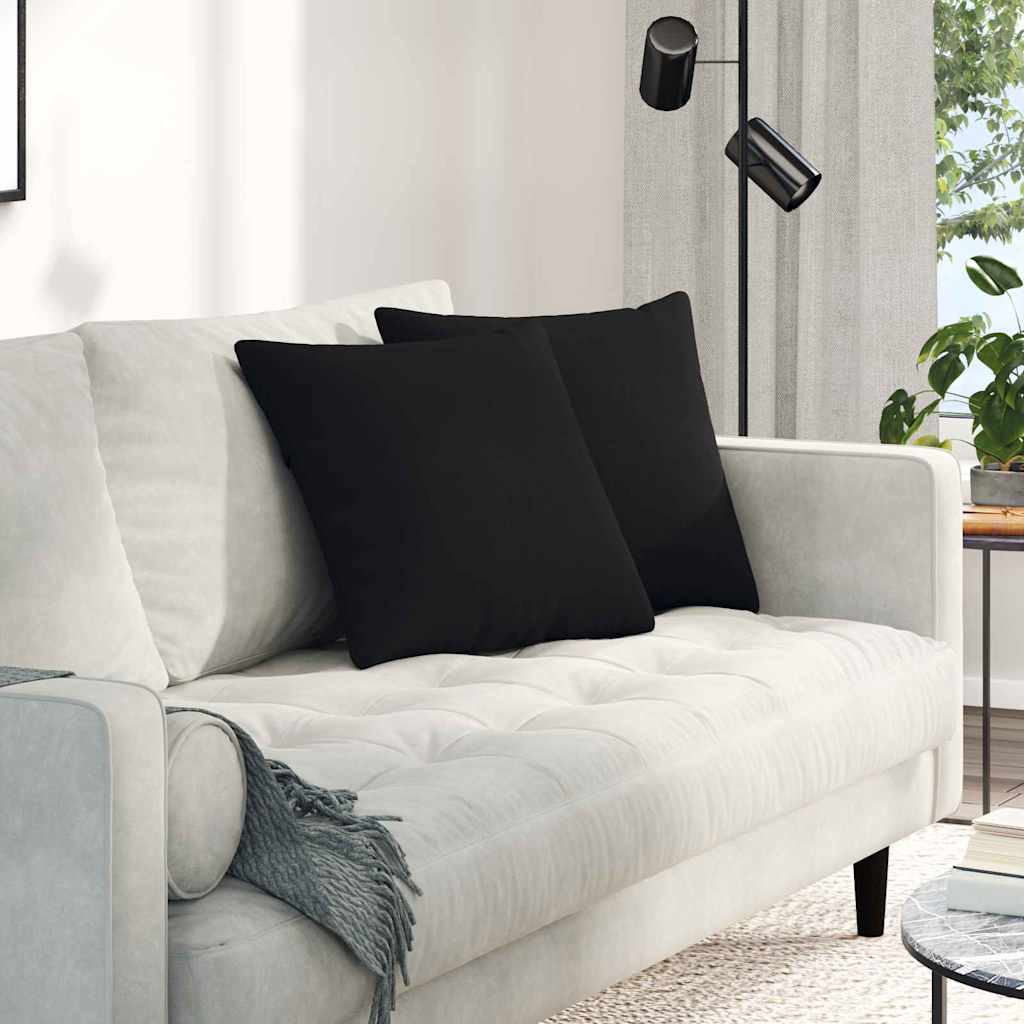 vidaXL Poduszki na sofę 2 pcs Czarny 45 x 45 cm tkanina