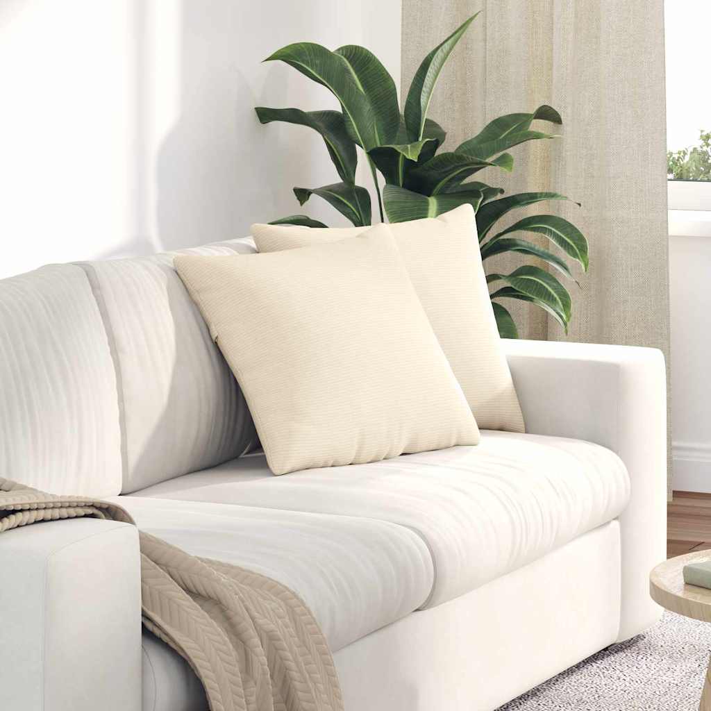vidaXL Poduszki na sofę 2 pcs Kremowy 45 x 45 cm Tkanina sztruksowa