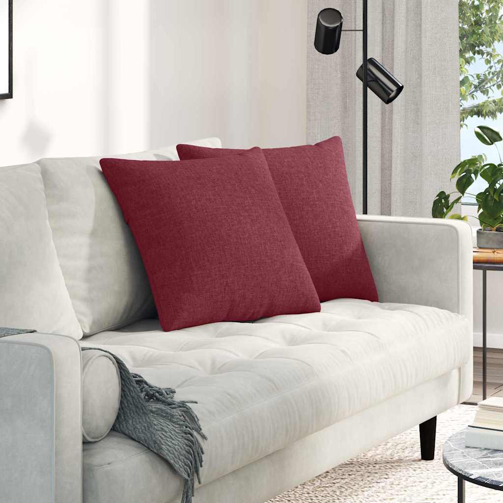 vidaXL Poduszki na sofę 2 pcs Czerwone wino 50 x 50 cm tkanina