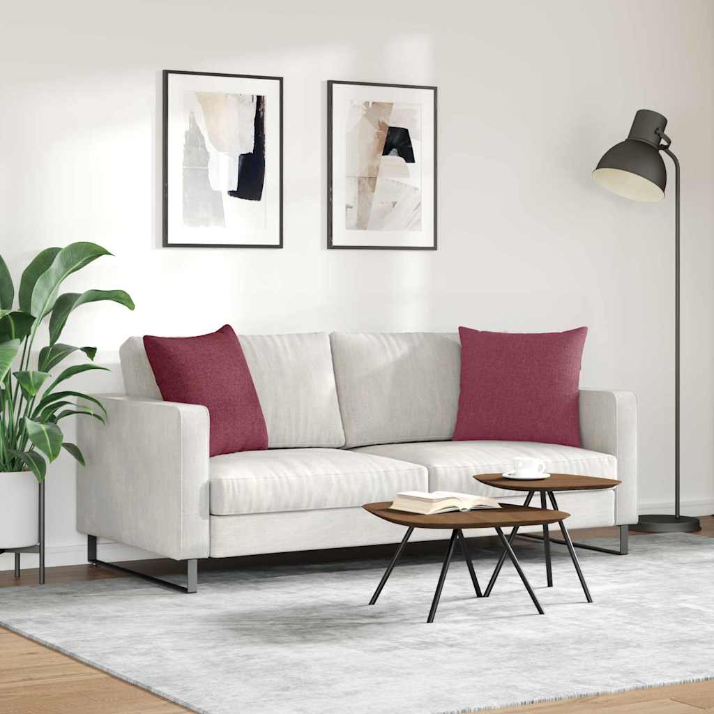 vidaXL Poduszki na sofę 2 pcs Czerwone wino 50 x 50 cm tkanina