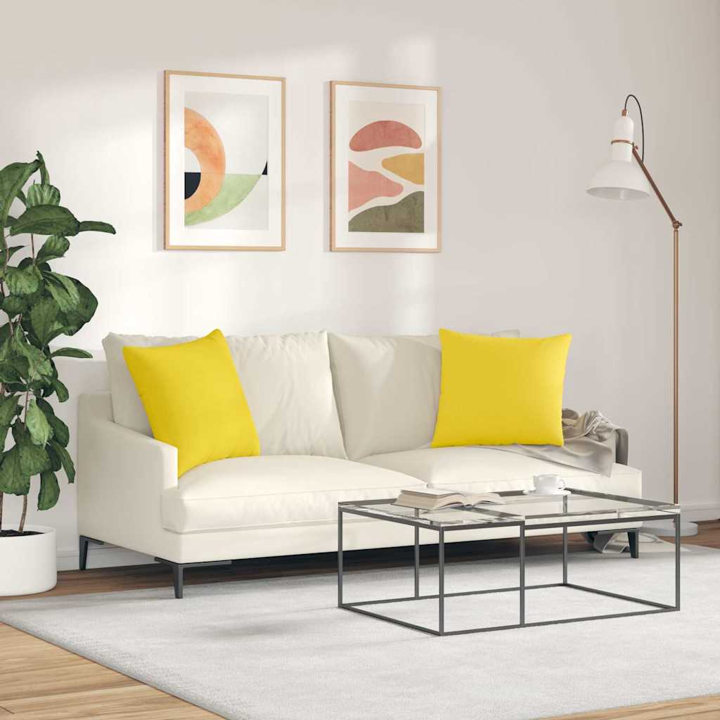 vidaXL Poduszki na sofę 2 pcs Jasnożółty 50 x 50 cm tkanina