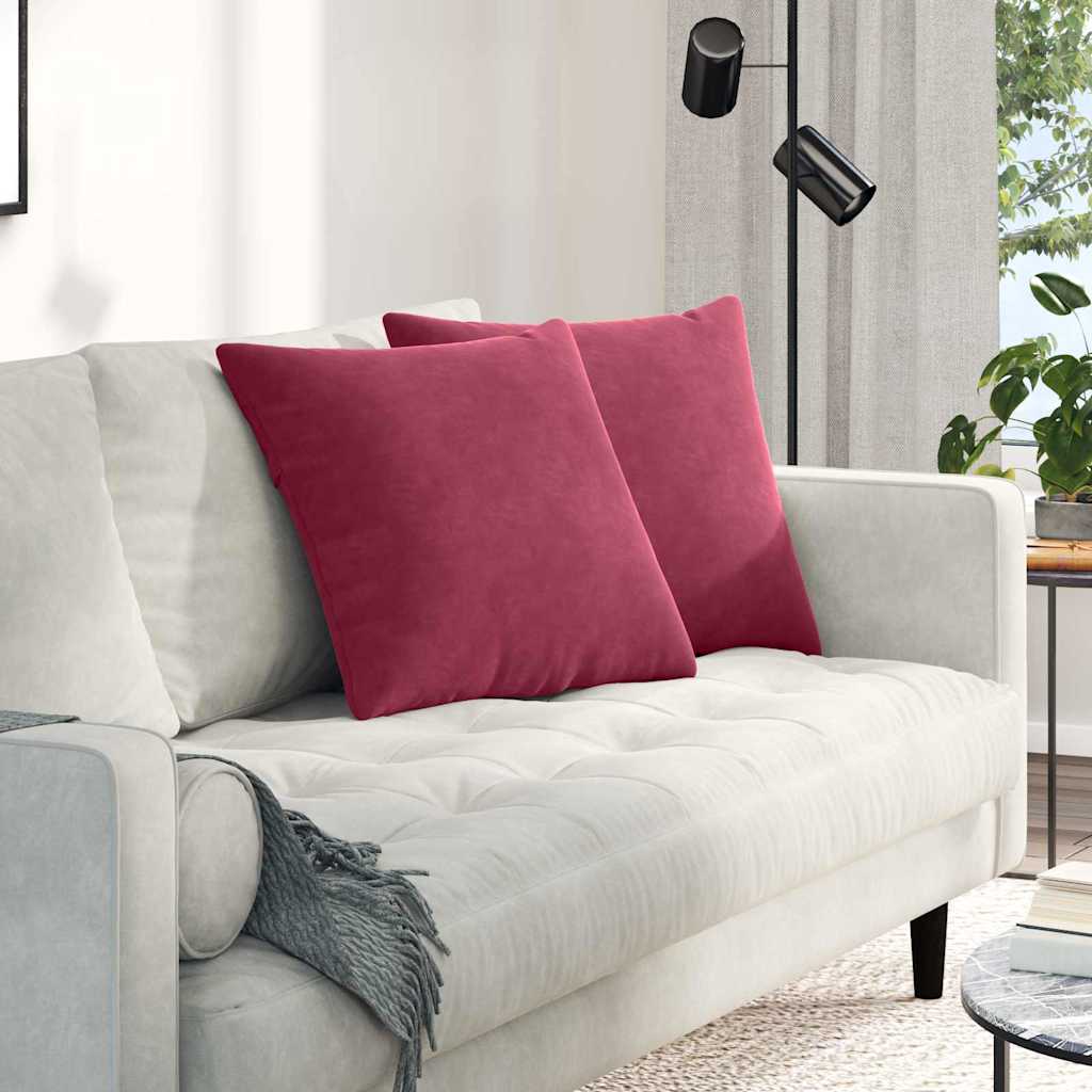vidaXL Poduszki na sofę 2 pcs Czerwone wino 50 x 50 cm