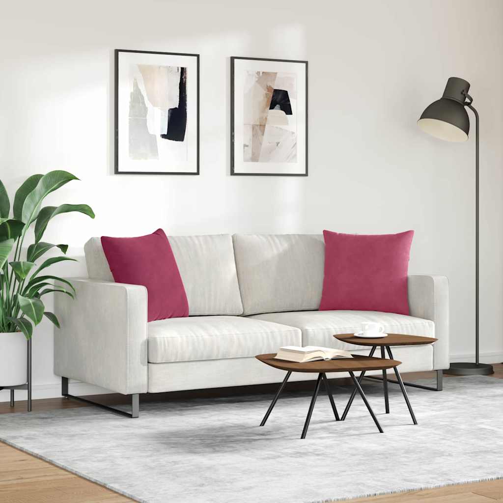 vidaXL Poduszki na sofę 2 pcs Czerwone wino 50 x 50 cm