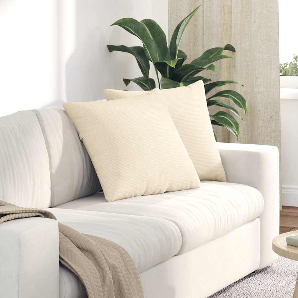 vidaXL Poduszki na sofę 2 pcs Kremowy 50 x 50 cm Tkanina sztruksowa