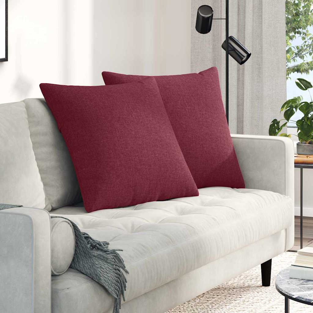 vidaXL Poduszki na sofę 2 pcs Czerwone wino 60 x 60 cm tkanina