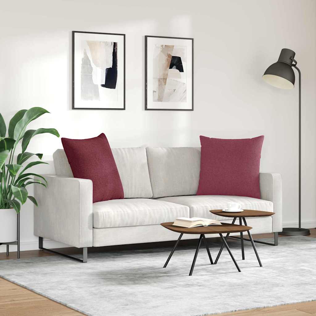 vidaXL Poduszki na sofę 2 pcs Czerwone wino 60 x 60 cm tkanina