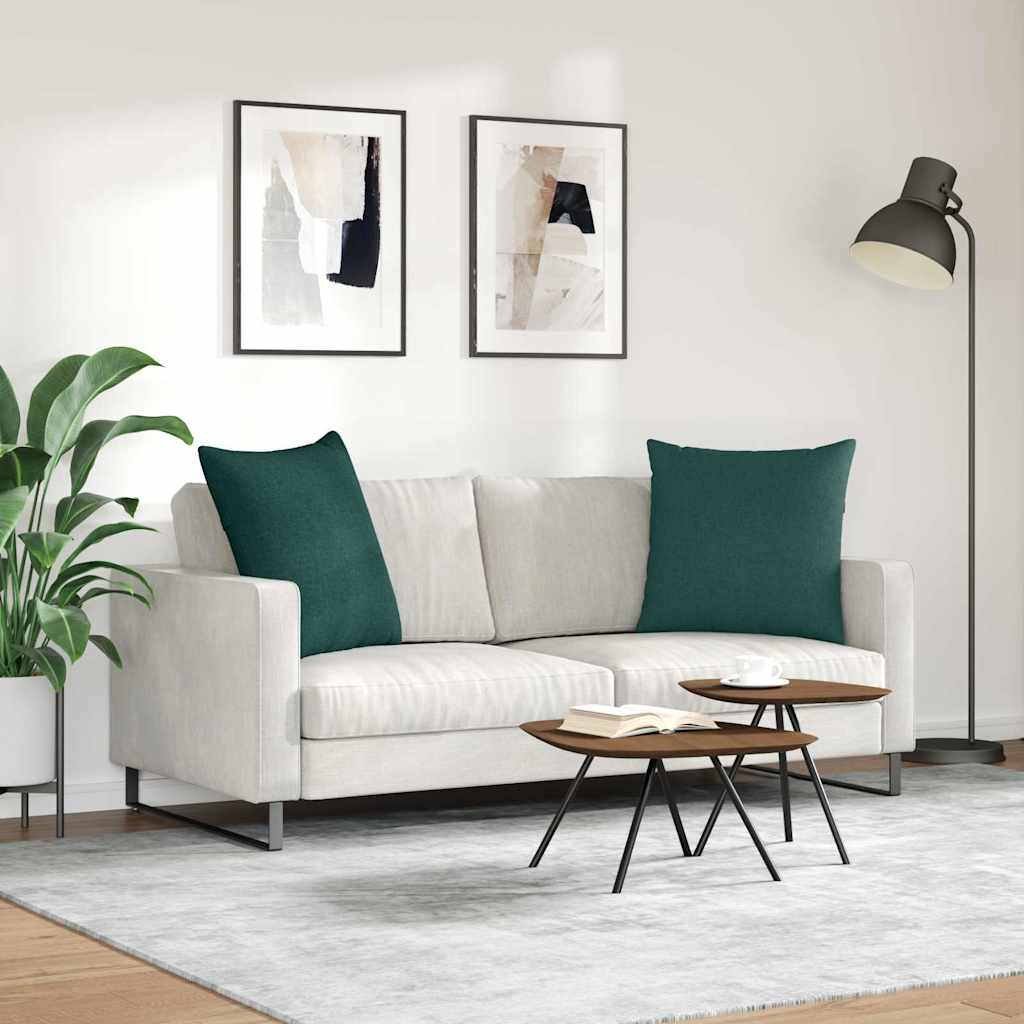 vidaXL Poduszki na sofę 2 pcs Ciemna zieleń 80 x 80 cm tkanina