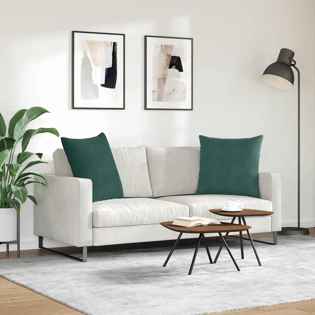 vidaXL Poduszki na sofę 2 pcs Ciemna zieleń 80 x 80 cm
