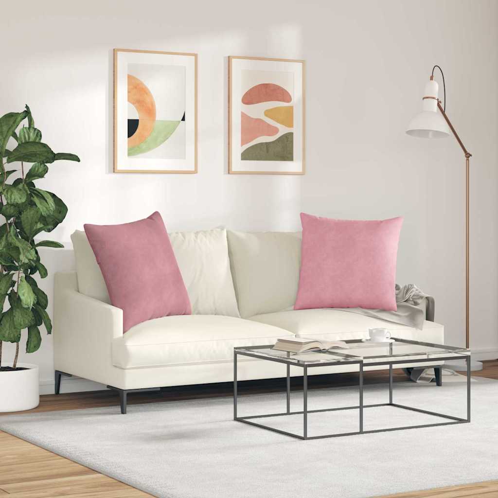 vidaXL Poduszki na sofę 2 pcs Różowy 80 x 80 cm Tkanina sztruksowa
