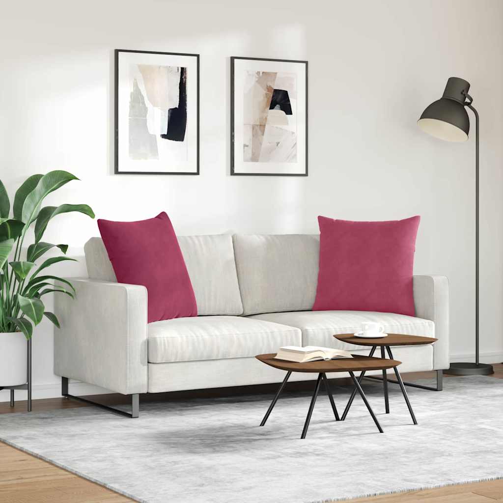 vidaXL Poduszki na sofę 2 pcs Czerwone wino 80 x 80 cm