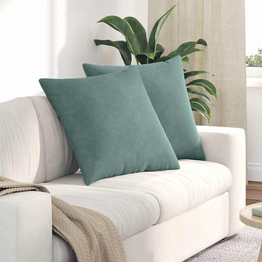 vidaXL Poduszki na sofę 2 pcs Zielony morski 80 x 80 cm