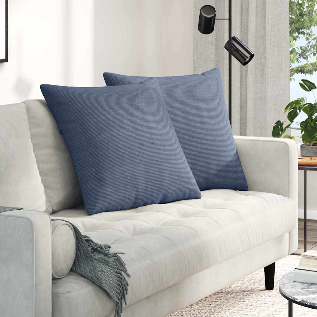 vidaXL Poduszki na sofę 2 pcs Niebieski 80 x 80 cm Tkanina sztruksowa