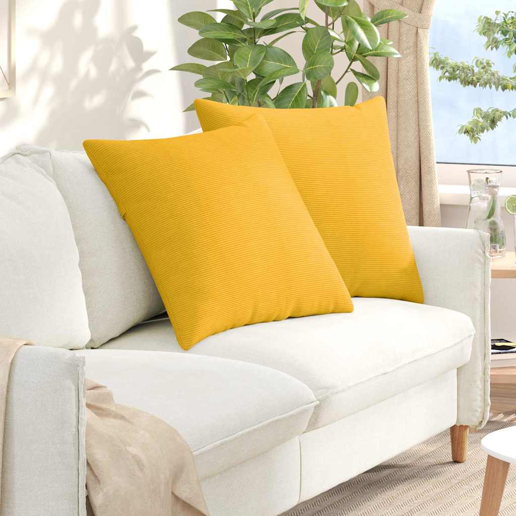 vidaXL Poduszki na sofę 2 pcs Jasnożółty 80 x 80 cm Tkanina sztruksowa