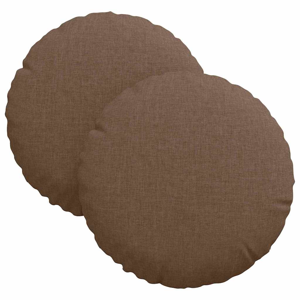 vidaXL Poduszki na siedziska 2 pcs Brązowy Ø30 x 13 cm tkanina