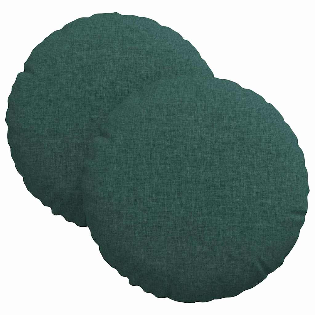 vidaXL Poduszki na siedziska 2 pcs Ciemna zieleń Ø30 x 13 cm tkanina