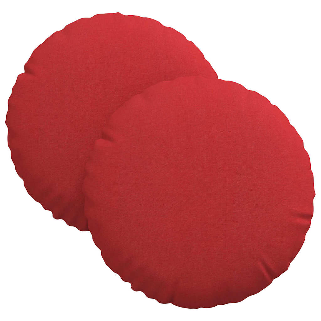 vidaXL Poduszki na siedziska 2 pcs Czerwony Ø30 x 13 cm tkanina