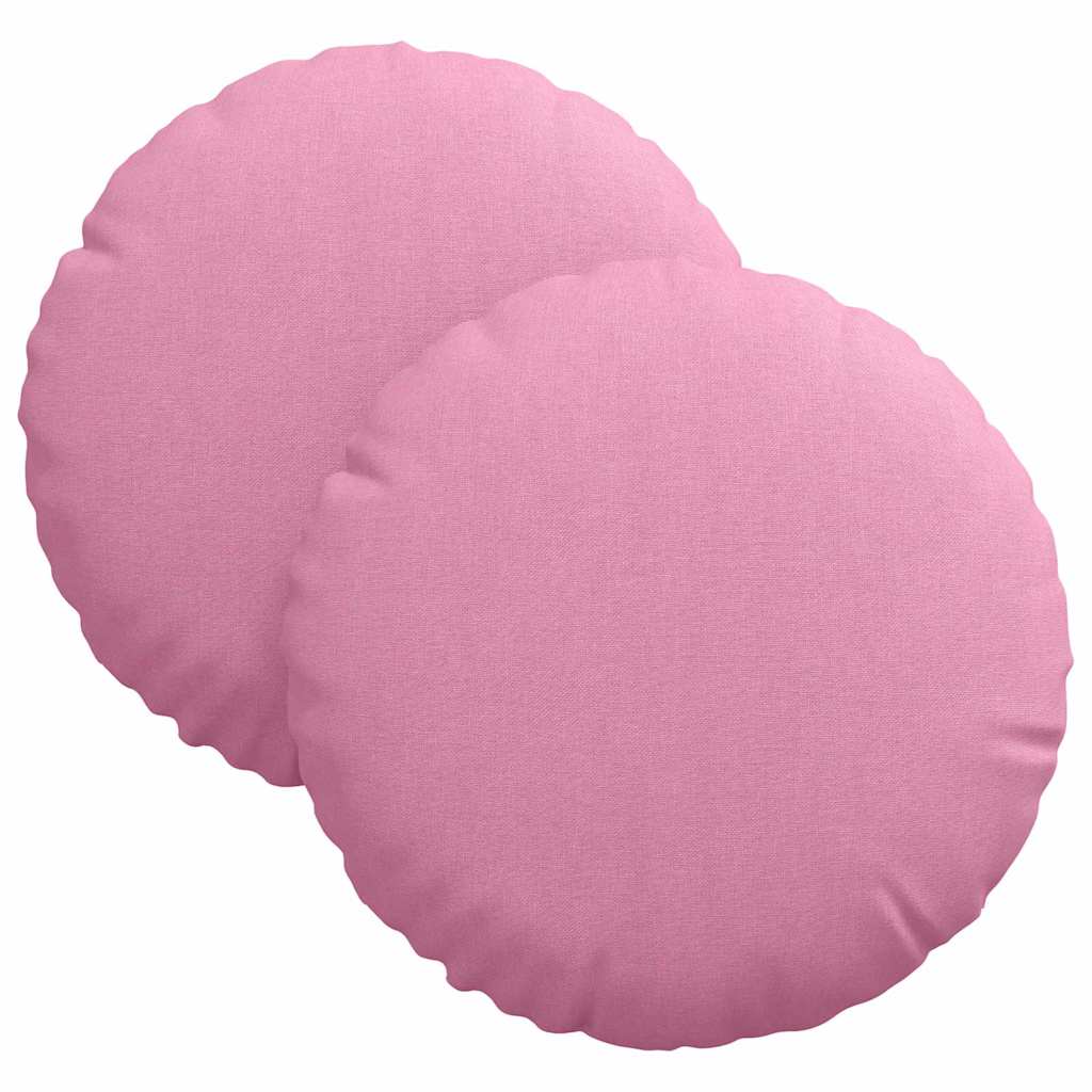 vidaXL Poduszki na siedziska 2 pcs Różowy Ø30 x 13 cm tkanina