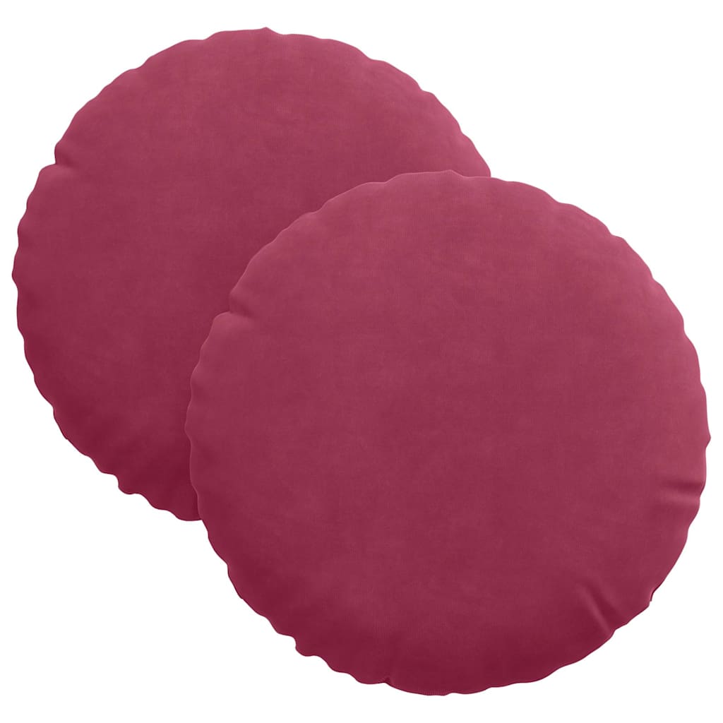 vidaXL Poduszki na siedziska 2 pcs Czerwone wino Ø30 x 13 cm Aksamit