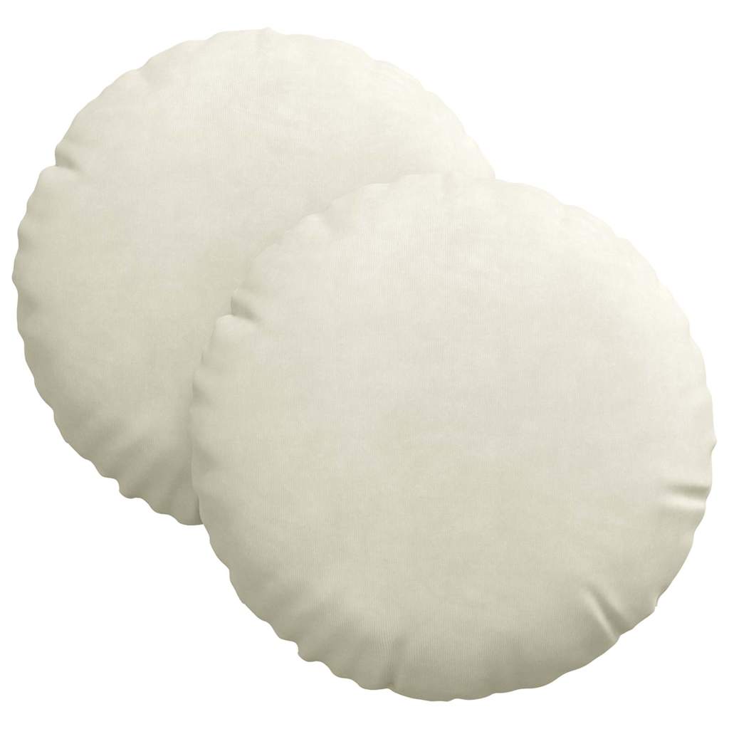 vidaXL Poduszki na siedziska 2 pcs Kremowy Ø30 x 13 cm Aksamit