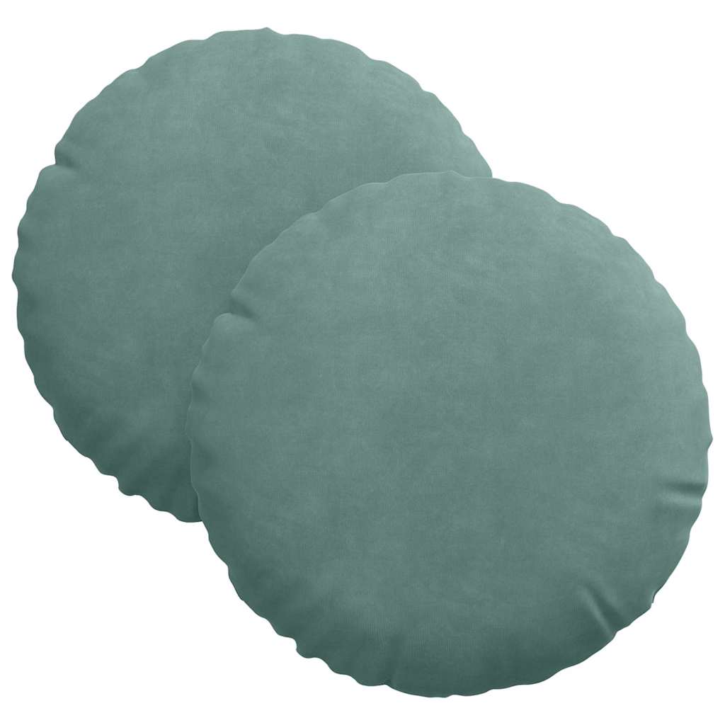vidaXL Poduszki na siedziska 2 pcs Zielony morski Ø30 x 13 cm Aksamit