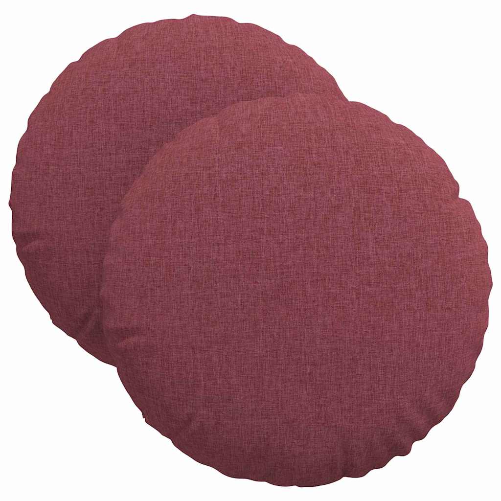vidaXL Poduszki na siedziska 2 pcs Czerwone wino Ø40 x 13 cm tkanina