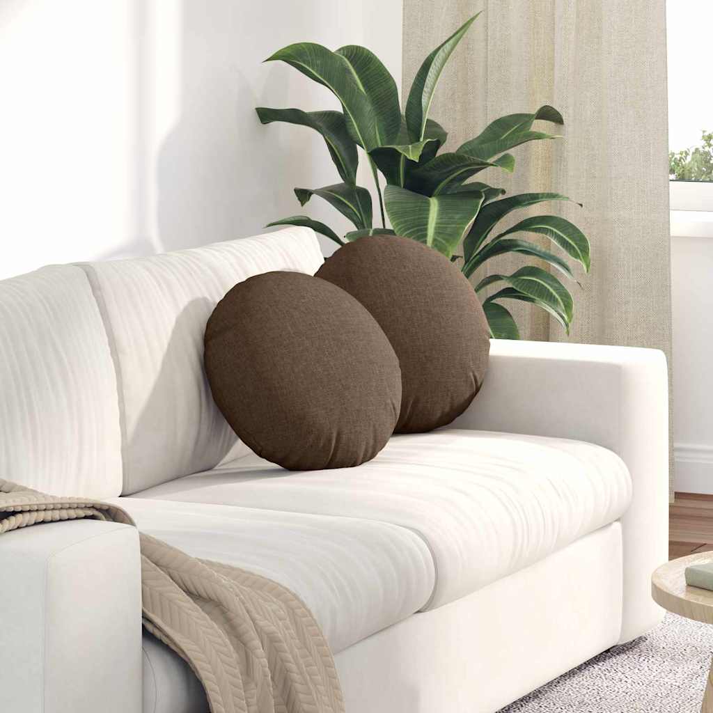 vidaXL Poduszki na siedziska 2 pcs Brązowy Ø40 x 13 cm tkanina