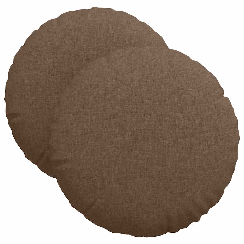 vidaXL Poduszki na siedziska 2 pcs Brązowy Ø40 x 13 cm tkanina