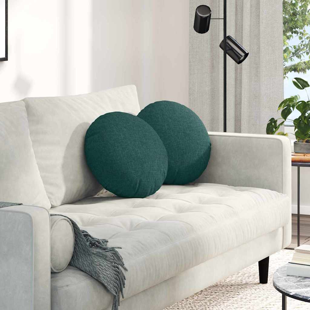 vidaXL Poduszki na siedziska 2 pcs Ciemna zieleń Ø40 x 13 cm tkanina