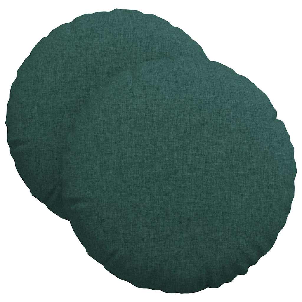 vidaXL Poduszki na siedziska 2 pcs Ciemna zieleń Ø40 x 13 cm tkanina