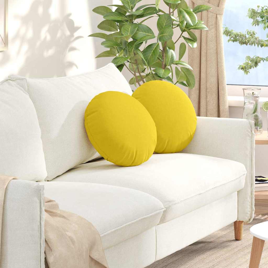 vidaXL Poduszki na siedziska 2 pcs Jasnożółty Ø40 x 13 cm tkanina