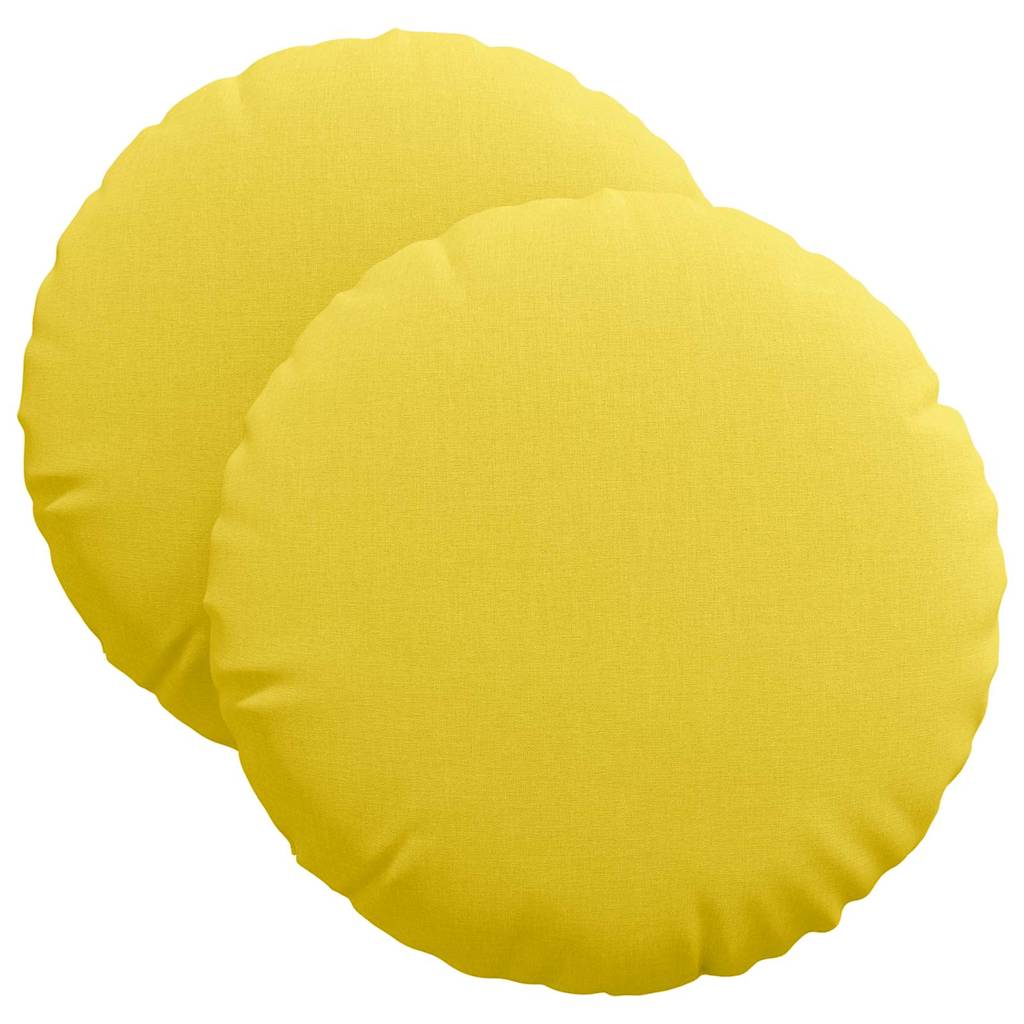 vidaXL Poduszki na siedziska 2 pcs Jasnożółty Ø40 x 13 cm tkanina