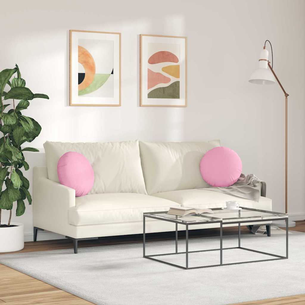 vidaXL Poduszki na siedziska 2 pcs Różowy Ø40 x 13 cm tkanina