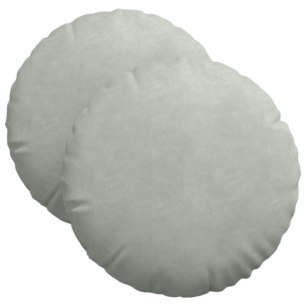 vidaXL Poduszki na siedziska 2 pcs Jasnoszary Ø 40 x 13 cm Aksamit