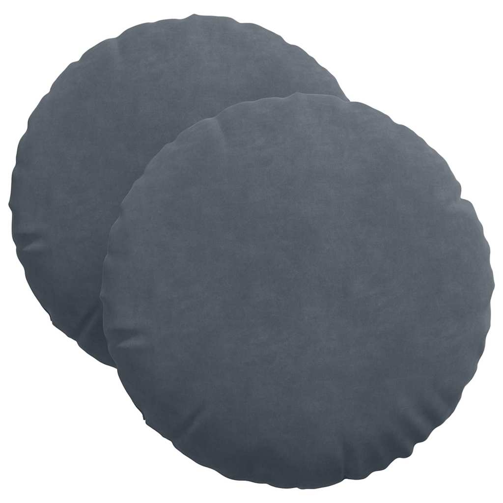 vidaXL Poduszki na siedziska 2 pcs Ciemnoszary Ø 40 x 13 cm Aksamit