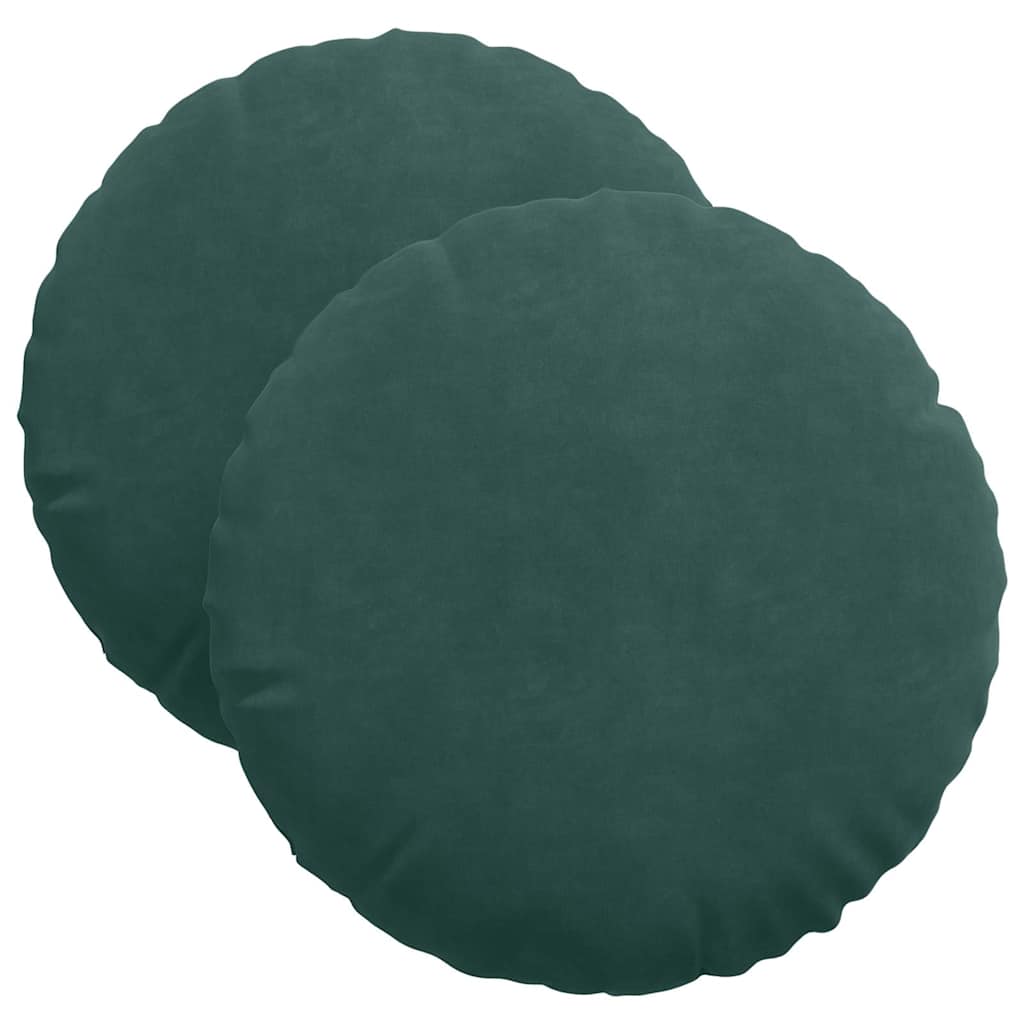vidaXL Poduszki na siedziska 2 pcs Ciemna zieleń Ø 40 x 13 cm Aksamit