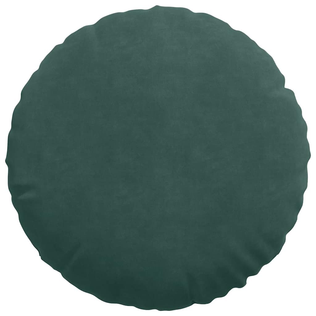 vidaXL Poduszki na siedziska 2 pcs Ciemna zieleń Ø 40 x 13 cm Aksamit