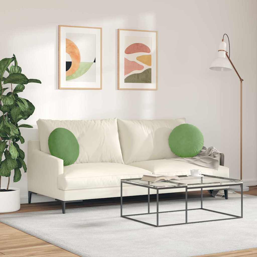 vidaXL Poduszki na siedziska 2 pcs Jasnozielony Ø 40 x 13 cm Aksamit
