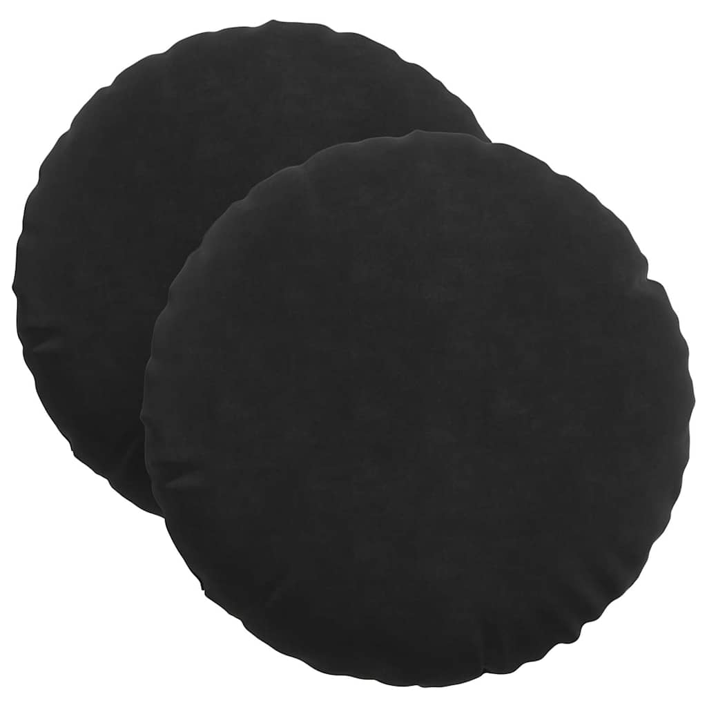 vidaXL Poduszki na siedziska 2 pcs Czarny Ø 40 x 13 cm Aksamit