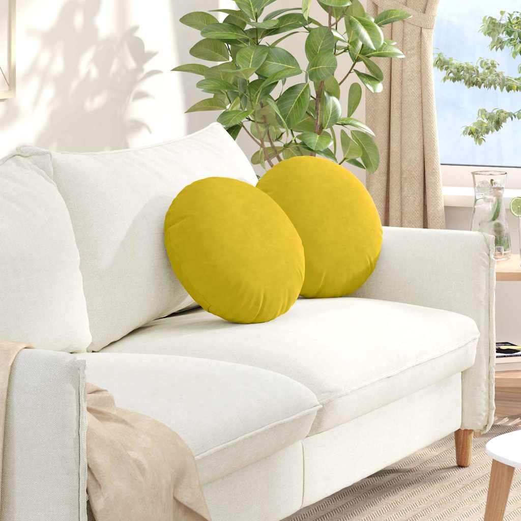 vidaXL Poduszki na siedziska 2 pcs Żółty Ø 40 x 13 cm Aksamit