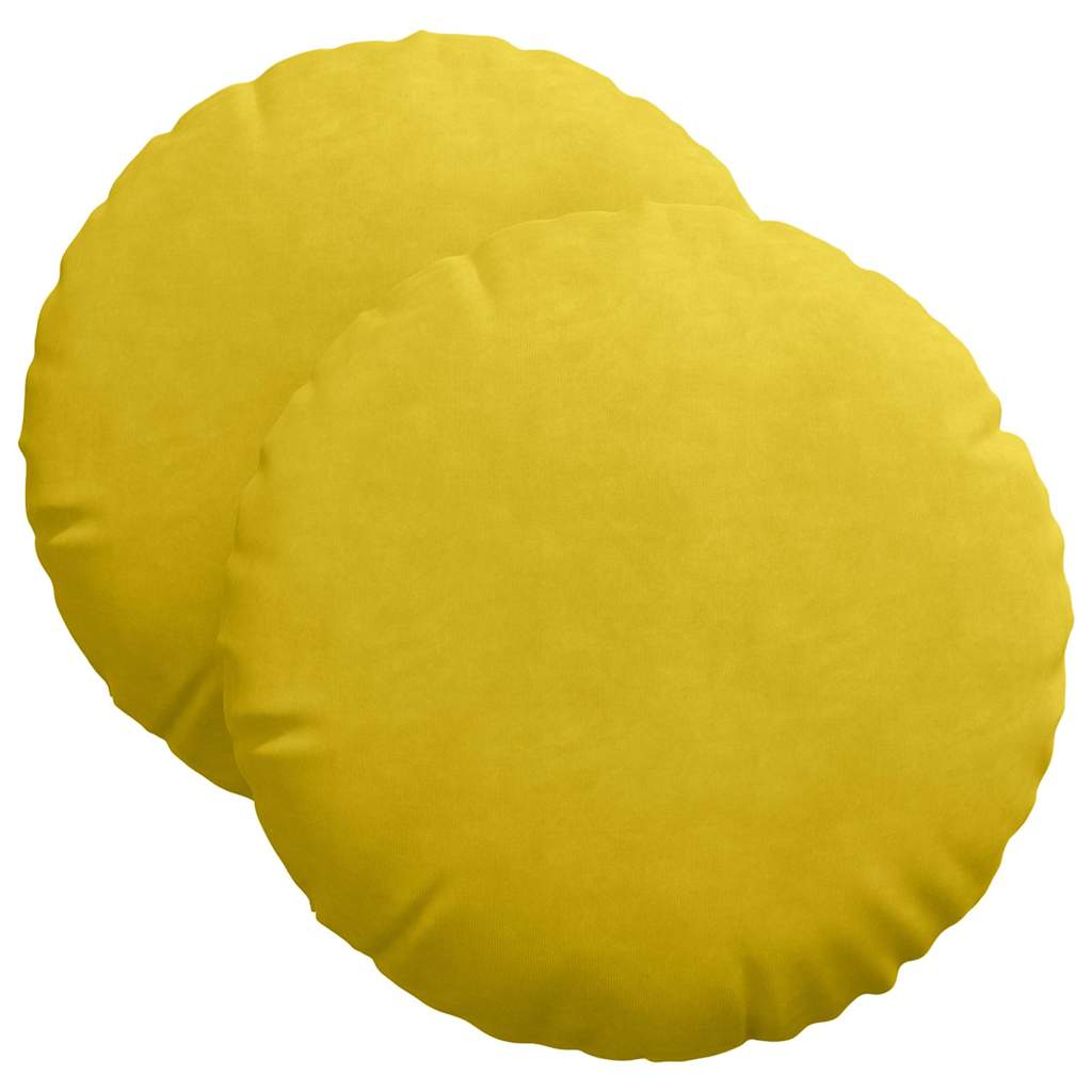 vidaXL Poduszki na siedziska 2 pcs Żółty Ø 40 x 13 cm Aksamit