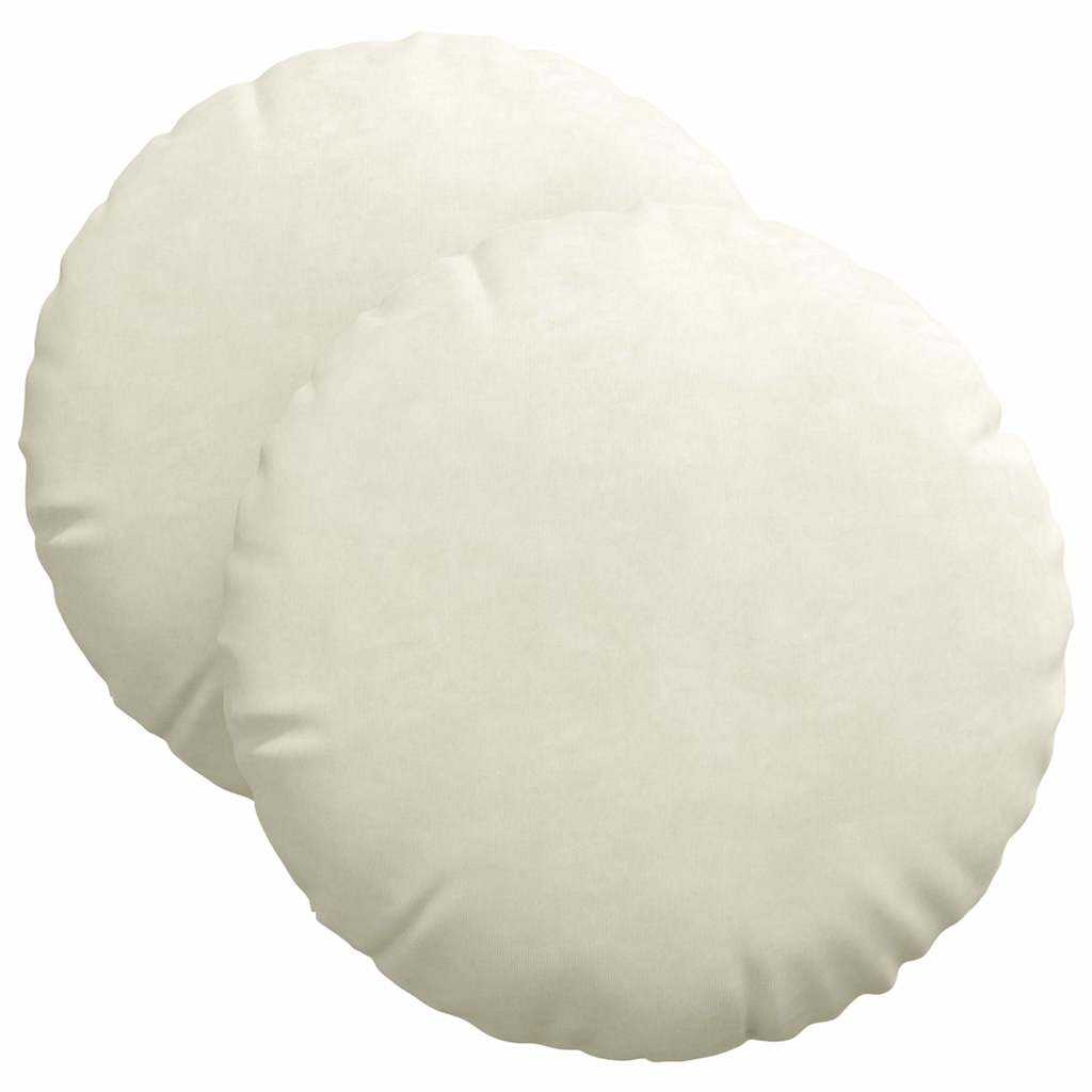 vidaXL Poduszki na siedziska 2 pcs Kremowy Ø 40 x 13 cm Aksamit
