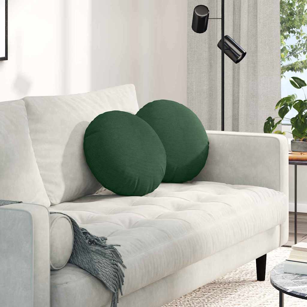 vidaXL Poduszki na siedziska 2 pcs Ciemna zieleń Ø 40 cm