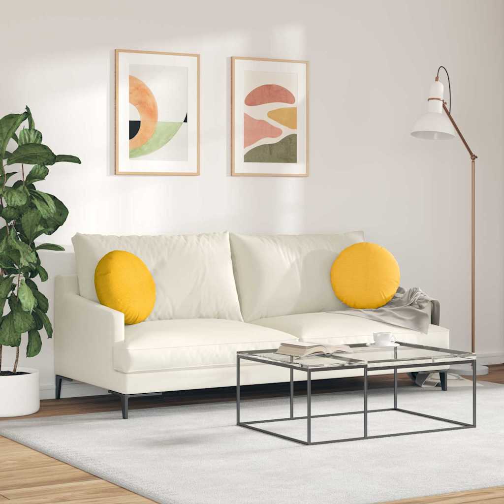 vidaXL Poduszki na siedziska 2 pcs Jasnożółty Ø 40 cm